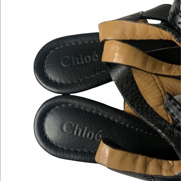 𝅺chloe Leather Ankle Strap Cork Wedge Sandals - Picture 3 of 8